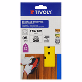 Patin AUTO-AGRIPPANT -175x105mm -Pour ponceuse multi (Etui carton) / Dim 175x105 / Gr : 40 - TIVOLY - ponçage - Référence: XT10122012020 - Vue 2 - Outil professionnel