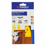 Hoja de lija AUTOADHESIVA -135x95 mm - Para lijadora Mouse B&D (Funda cartón) / Dim 135x95 / Gr : 40 - TIVOLY - lijado - Referencia: XT10122022240 - Vue 2 - Herramienta profesional