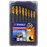 19 forets métaux HSS STEAM revêtus TiN taillés meulés pointe en croix queue à 3 méplats Ø 1 à 10mm  - TIVOLY - perçage - Référence: 11453170015 - Vue 2 - Outil professionnel