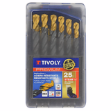 25 fully ground TiN coated HSS metal drill bits, split point - Tri-flat shank Ø 1 to 13 mm  - TIVOLY - drilling - Reference: 11453170017 - Vue 2 - Professional Tool