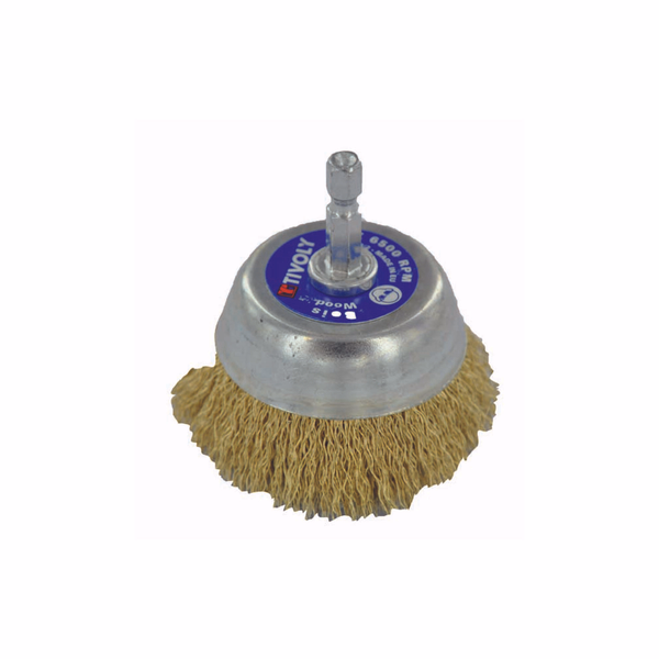 Cepillo copa TECHNIC | Hilo acero latonado | Decapado de madera, latón, cobre | Ø75mm | Esp. 0,30  - TIVOLY - cepillado - Referencia: XT202520121 - Image principale - Herramienta profesional