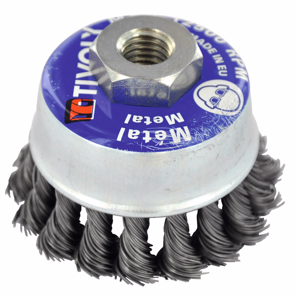 Brosse COUPE -Fil acier torsadé -Gros décapage du métal (Blister Box) / Ø: 75 / 0.5 - TIVOLY - brossage - Référence: XT202520133 - Image principale - Outil professionnel