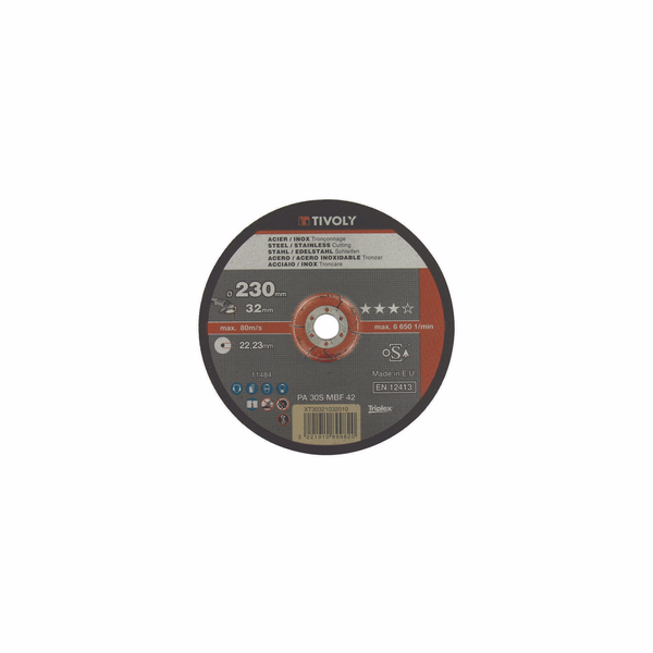 Disque à tronçonner -Gamme Best Sellers -Pour le métal (Boite) / Ø: 115 / Ep: 3.2 - TIVOLY - tronçonnage - Référence: XT30321032008 - Image principale - Outil professionnel