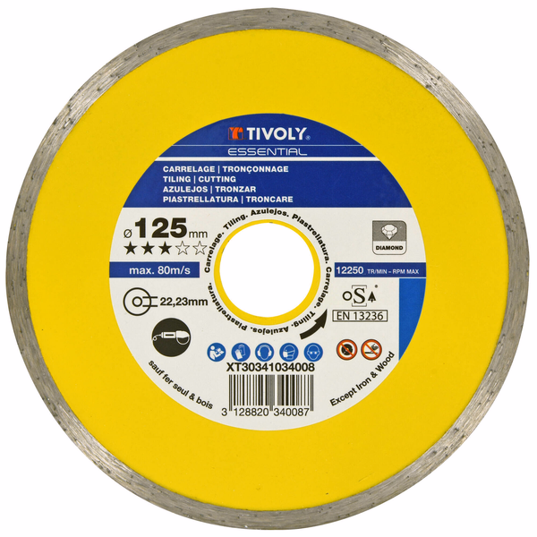 DIAMOND disc - TILES -Economic Range (Hanging box) / Ø: 230 / Ep: 1.6 - TIVOLY - cutting discs - Reference: XT30341034009 - Image principale - Professional Tool