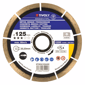 Disque DIAMANT -BÉTONS -Gamme Économique ESSENTIAL (Boite brochable) - tronçonnage - Référence: XT31141 - Outil professionnel - Tivoly