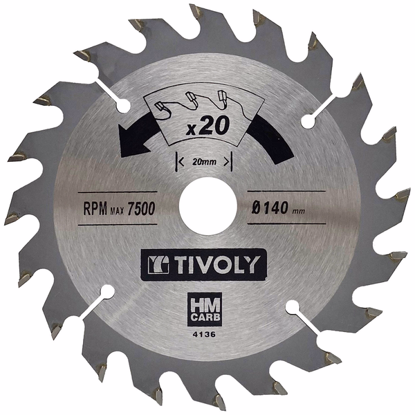 Ø: 140 x Ø2: 20 x Z: 20 / Circular saw blade - High-speed - For wood and plaster - For portable saw (Carton sleeve)  - TIVOLY - sawing - Reference: XT50514004136 - Image principale - Professional Tool