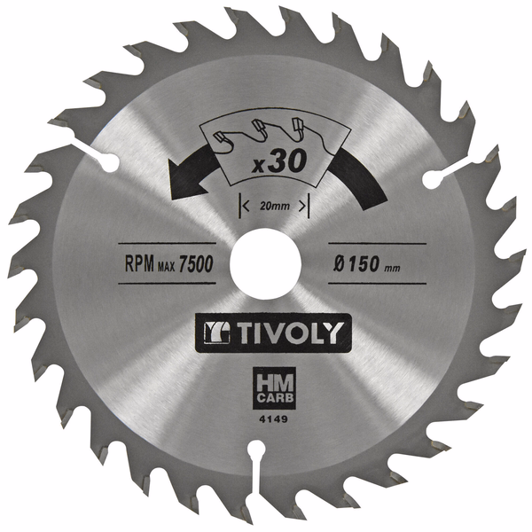 Ø: 150 x Ø2: 20 x Z: 30 / Circular saw blade - Finishing - For hardwood, laminated wood, parquet - For portable saw (Carton sleeve)  - TIVOLY - sawing - Reference: XT50514004149 - Image principale - Professional Tool