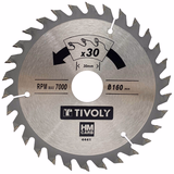 Ø: 160 x Ø2: 30 x Z: 30 / Hojas de sierra circular -Acabado -Para madera dura, estratificada y parqué -Uso en sierra portátil (Funda cartón)  - TIVOLY - serrado - Referencia: XT50514004441 - Vue 1 - Herramienta profesional