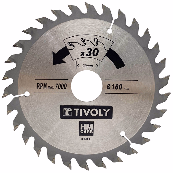 Ø: 160 x Ø2: 30 x Z: 30 / Lame de scie circulaire -Finition - Pour Bois dur, stratifié, parquet -Pour scie portative (Etui carton)  - TIVOLY - sciage - Référence: XT50514004441 - Image principale - Outil professionnel