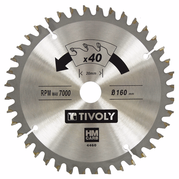 Ø: 160 x Ø2: 20 x Z: 40 / Lame de scie circulaire -Finition -Pour plastique, aluminium, bois durs -Pour scie portative (Etui carton)  - TIVOLY - sciage - Référence: XT50514004460 - Image principale - Outil professionnel