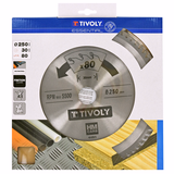 Ø: 250 x Ø2: 30 x Z: 80 / Circular saw blade - Finishing - For plastic, aluminium, hard wood - For radial and table saw (Carton sleeve)  - TIVOLY - sawing - Reference: XT50514004491 - Vue 2 - Professional Tool