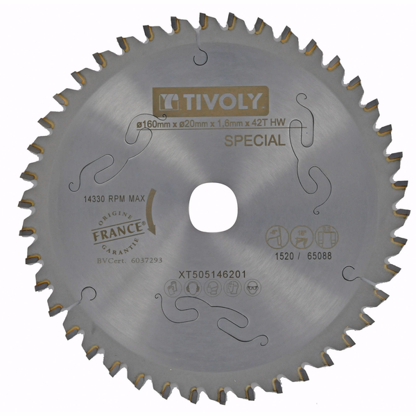 Ø: 160 x Ø2: 20 x Z: 42 / Lame de scie circulaire -Finition -Pour plastique, aluminium, acier inoxydable -Pour scie portative (Blister Box)  - TIVOLY - sciage - Référence: XT505146201 - Image principale - Outil professionnel