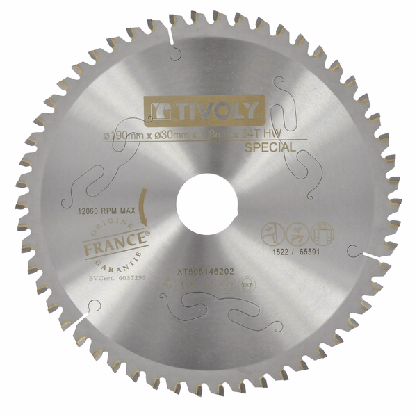 Ø: 190 x Ø2: 30 x Z: 54 / Lame de scie circulaire -Finition -Pour plastique, aluminium, acier inoxydable -Pour scie portative (Blister Box)  - TIVOLY - sciage - Référence: XT505146202 - Image principale - Outil professionnel
