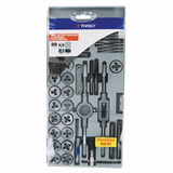 39 pièces -17 tarauds + 17 filières M3 à M12 & MF4 à MF12 + 1 jauge à filet + 1 tournevis + 2 porte-tarauds + 1 porte-filière  - TIVOLY - taraudage - Référence: 11900970019 - Vue 1 - Outil professionnel