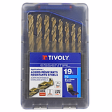 19 brocas para metal HSS-E5 (cobalto 5 %) punta en cruz Ø 1 a 10 mm por 1/2  - TIVOLY - taladrado - Referencia: 11455070015 - Vue 2 - Herramienta profesional