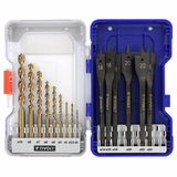 15 piezas -9 brocas de madera HSS speed point Ø 2 a 10 mm + 6 brocas de madera planas Ø 14 a 24 mm  - TIVOLY - taladrado - Referencia: 10802470002 - Vue 2 - Herramienta profesional