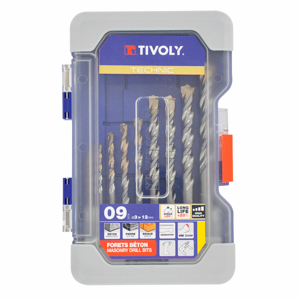9 SLR graduated concrete drill bits Ø 3 to 12 mm  - TIVOLY - drilling - Reference: 10960570018 - Image principale - Professional Tool