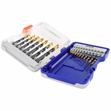 18 fully ground TiN coated HSS metal drill bits, split point - Tri-flat shank Ø 2 to 10 mm  - TIVOLY - drilling - Reference: 11453170006 - Vue 3 - Professional Tool