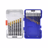 18 brocas para metal HSS STEAM rectificadas con recubrimiento TiN punta en cruz mango de 3 caras Ø 2 a 10 mm  - TIVOLY - taladrado - Referencia: 11453170006 - Vue 2 - Herramienta profesional