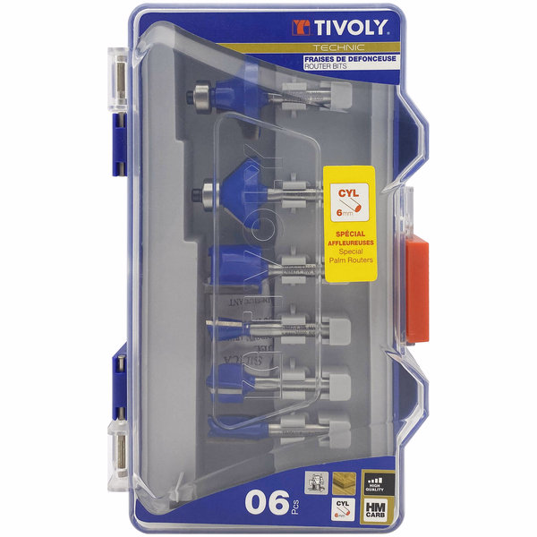 6 router bits in assorted shapes - 6 mm shank  - TIVOLY - routing - Reference: XT606470006 - Image principale - Professional Tool
