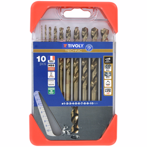 10 brocas para metal HSS-E5 (cobalto 5 %) graduadas SLR Ø 1 a 10 mm  - taladrado - Réf. 11468570001 - Outil professionnel - Tivoly