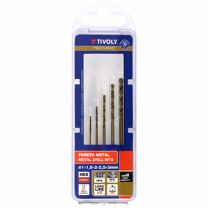5 HSS-E5 (5% cobalt) metal drill bits - SLR graduated - Split point - Ø 1 to 3 mm  - drilling - Réf. 11468570003 - Outil professionnel - Tivoly