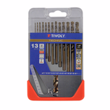 13 HSS-E5 (5% cobalt) metal drill bits - SLR graduated - Split point - Ø 1.5 to 6.5 mm  - TIVOLY - drilling - Reference: 11468570006 - Vue 2 - Professional Tool