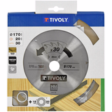 Ø: 170 x Ø2: 20 x Z: 30 / Hojas de sierra circular -Acabado -Para madera dura, estratificada y parqué -Uso en sierra portátil (Funda cartón)  - TIVOLY - serrado - Referencia: XT50514004412 - Vue 2 - Herramienta profesional
