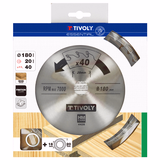 Ø: 180 x Ø2: 20 x Z: 40 / Circular saw blade - Finishing - For hardwood, laminated wood, parquet - For portable saw (Carton sleeve)  - TIVOLY - sawing - Reference: XT50514004428 - Vue 2 - Professional Tool