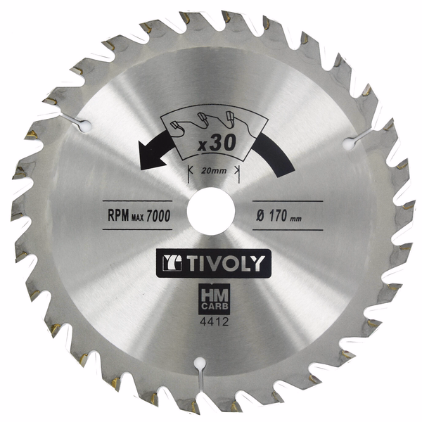 Ø: 170 x Ø2: 20 x Z: 30 / Circular saw blade - Finishing - For hardwood, laminated wood, parquet - For portable saw (Carton sleeve)  - TIVOLY - sawing - Reference: XT50514004412 - Image principale - Professional Tool