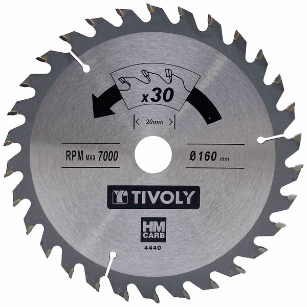 Ø: 160 x Ø2: 20 x Z: 30 / Hojas de sierra circular -Acabado -Para madera dura, estratificada y parqué -Uso en sierra portátil (Funda cartón)  - TIVOLY - serrado - Referencia: XT50514004440 - Image principale - Herramienta profesional