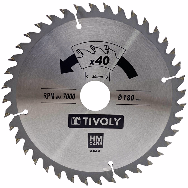 Ø: 180 x Ø2: 30 x Z: 40 / Hojas de sierra circular -Acabado -Para madera dura, estratificada y parqué -Uso en sierra portátil (Funda cartón)  - TIVOLY - serrado - Referencia: XT50514004444 - Image principale - Herramienta profesional