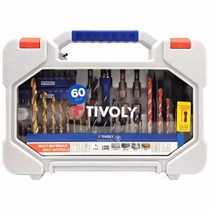 60 pièces -Mallette RANGER -Pour le perçage multi-matériaux et le vissage  - mallettes mixtes - Référence: 11901170060 - Outil professionnel - Tivoly