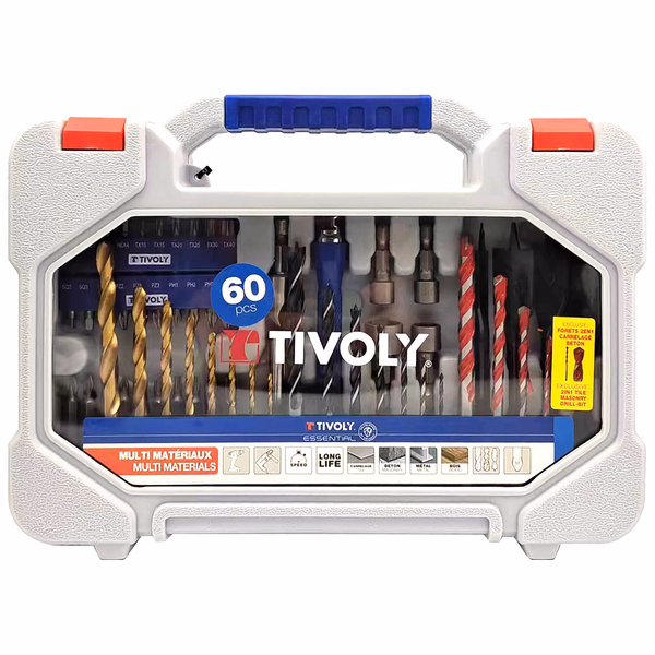 60 pièces -Mallette RANGER -Pour le perçage multi-matériaux et le vissage  - TIVOLY - mallettes mixtes - Référence: 11901170060 - Image principale - Outil professionnel