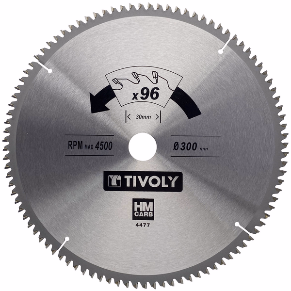Ø: 300 x Ø2: 30 x Z: 96 / Hoja de sierra circular -Acabado -Para madera dura, estratificada y parqué -Uso en sierra radial (Funda cartón)  - TIVOLY - serrado - Referencia: XT50514004477 - Image principale - Herramienta profesional