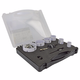 9-piece case - 6 HSS bi-metal hole saws Ø 22 to 68 mm + 2 pilot shafts + 1 adapter  - TIVOLY - sawing - Reference: XT50527052700 - Vue 2 - Professional Tool