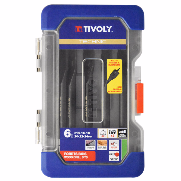 6 mèches bois plates Ø 14 à 24mm  - TIVOLY - perçage - Référence: 10802570001 - Image principale - Outil professionnel