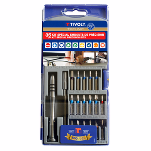35 piezas - 33 puntas de precisión + 1 portapuntas magnético + 1 destornillador  - puntas de atornillado de precisión - Referencia: 11501570026 - Herramienta profesional - Tivoly