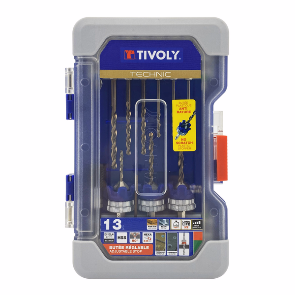 13 pieces - 3x 2 in 1 HSS wood/metal drill and countersink bit kits + 6 HSS drill bits + 3 stainless steel bits + accessories  - TIVOLY - drilling - Reference: 11900770001 - Image principale - Professional Tool