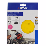 EASY-FIX sanding disc - Ø150 mm - 6-hole perforation - For eccentric sander (Carton sleeve) / Dim Ø150 / Gr : 120 - TIVOLY - sanding - Reference: XT10112011222 - Vue 2 - Professional Tool