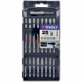 25 piezas - 24 puntas largas especiales para tornillos de seguridad con anillas + 1 portapuntas  - TIVOLY - atornillado - Referencia: 11501570039 - Vue 1 - Herramienta profesional