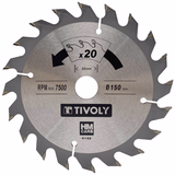 Ø: 150 x Ø2: 20 x Z: 20 / Lame de scie circulaire -Débit - Pour Bois et plâtre -Pour scie portative (Etui carton)  - TIVOLY - sciage - Référence: XT50514004148 - Vue 1 - Outil professionnel