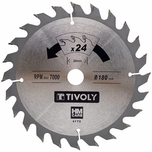 Ø: 180 x Ø2: 20 x Z: 24 / Hoja de sierra circular -Despiece -Para madera y yeso -Uso en sierra portátil (Funda cartón)  - TIVOLY - serrado - Referencia: XT50514004172 - Image principale - Herramienta profesional