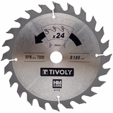 Ø: 180 x Ø2: 20 x Z: 24 / Lame de scie circulaire -Débit - Pour Bois et plâtre -Pour scie portative (Etui carton)  - TIVOLY - sciage - Référence: XT50514004172 - Vue 1 - Outil professionnel