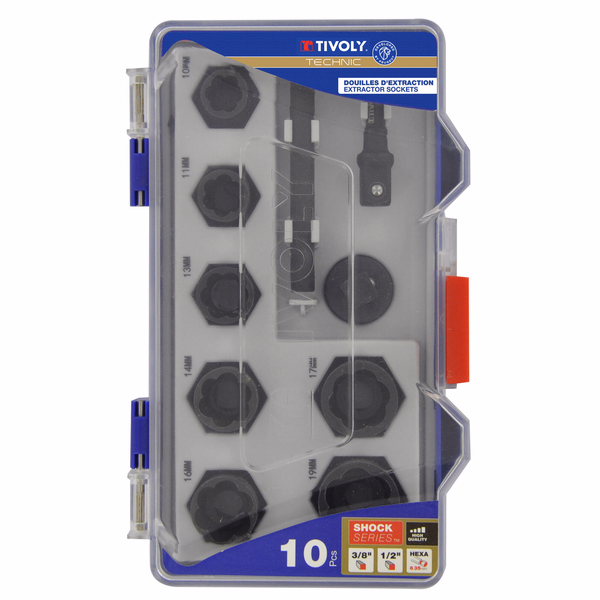 10 pieces - 7 3/8" drive extraction sockets Ø 10 à 19mm + accessories - IMPACT  - TIVOLY - screwdriving - Reference: 11521470002 - Image principale - Professional Tool