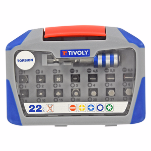 22 piezas -21 puntas torsión + 1 portapuntas magnético de cambio rápido  - composiciones mixtas para atornillar o apretar - Referencia: 11521572001 - Herramienta profesional - Tivoly