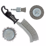 4 piezas: 3 cepillos taladro + 1 cepillo manual ergonómico para el decapado de metales  - TIVOLY - cepillado - Referencia: XT20252580203 - Vue 2 - Herramienta profesional