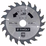 Ø: 130 x Ø2: 20 x Z: 20 / Hoja de sierra circular -Despiece -Para madera y yeso -Uso en sierra portátil (Funda cartón)  - TIVOLY - serrado - Referencia: XT50514004126 - Vue 1 - Herramienta profesional