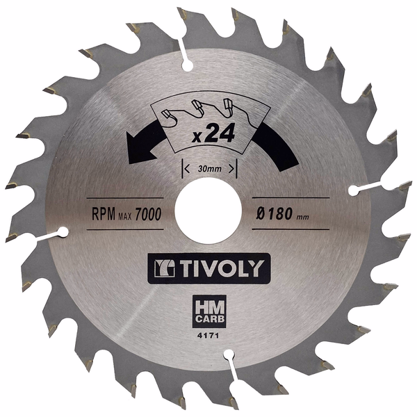 Ø: 180 x Ø2: 30 x Z: 24 / Hoja de sierra circular -Despiece -Para madera y yeso -Uso en sierra portátil (Funda cartón)  - TIVOLY - serrado - Referencia: XT50514004171 - Image principale - Herramienta profesional
