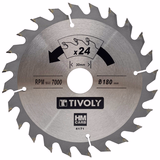 Ø: 180 x Ø2: 30 x Z: 24 / Lame de scie circulaire -Débit - Pour Bois et plâtre -Pour scie portative (Etui carton)  - TIVOLY - sciage - Référence: XT50514004171 - Vue 1 - Outil professionnel